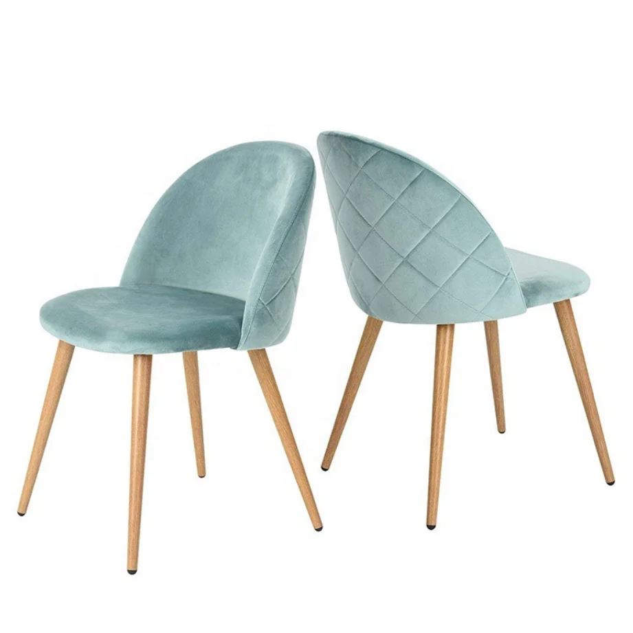 European style ironwork leisure luxury upholstered back armchair modern velvet dining chair
