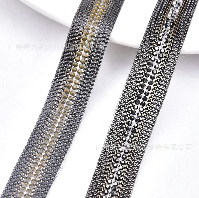 rhinestone tape Tube beads sequin With adhesive hotfix chain iron on wedding dress shoes bag clothing accessories DIY decoration