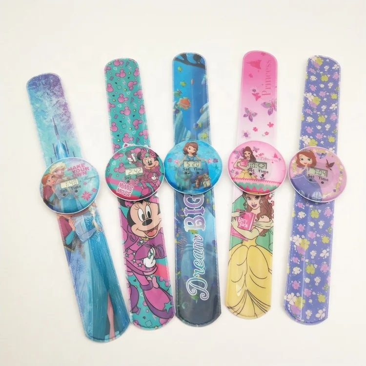 
Promotion Kids Gifts Animations Characters Pattern Colorful Cute Customized PVC Popular slap watches 
