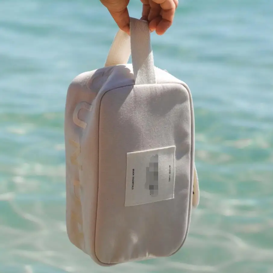 Customized Logo Travel Packaging Beach Accessories Pouch, Small and Compact Premium Zippered Cotton Canvas Accessories Hand Bags