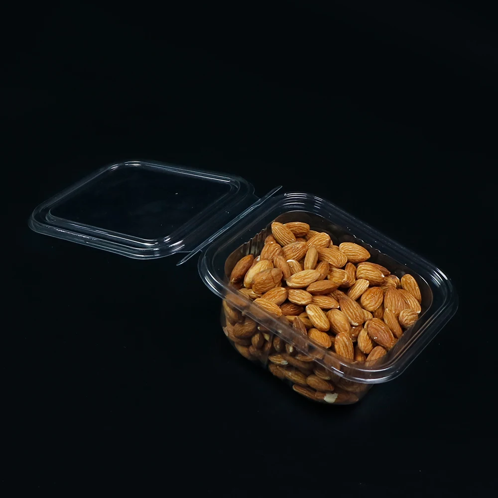 16oz Square Clear Hinged Tamper Evident Container Tamper Resistant Container PET Clear Plastic Food Packaging Deli Container