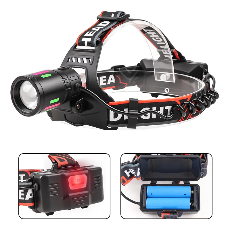 High Power Headlamps 1000 Meters Long Range Torch Telescopic Zoom Headlamp Rechargeable portable lamp Power Bank Head Lights