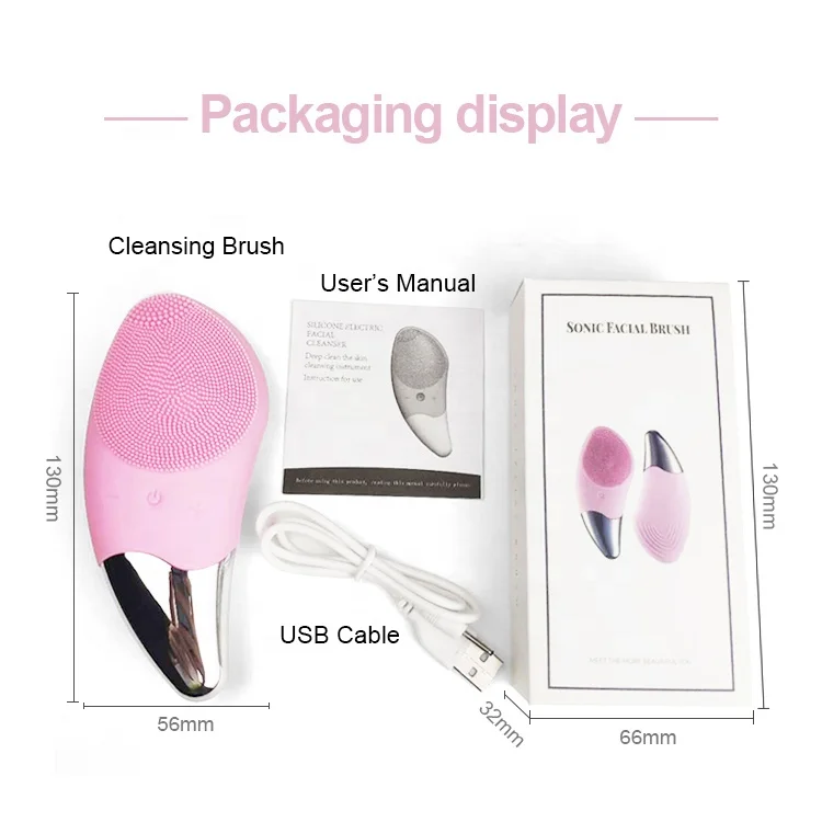 Multi-functional USB DC Rechargeable Electronic Silicone Sonic Face Brush Electric Waterproof Facial Cleansing Brush