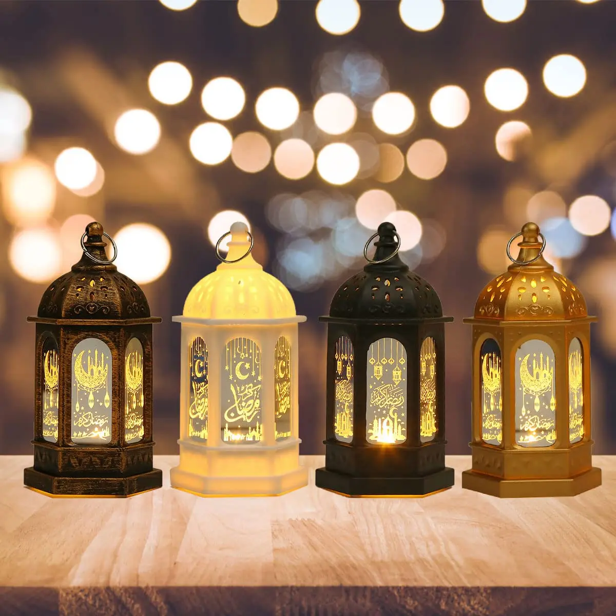 Ramadan Candle Lantern LED Eid Mubarak Lamp Decor Hanging Ramadan Lamp for Home Tabletop Decor Creative Party Supplies