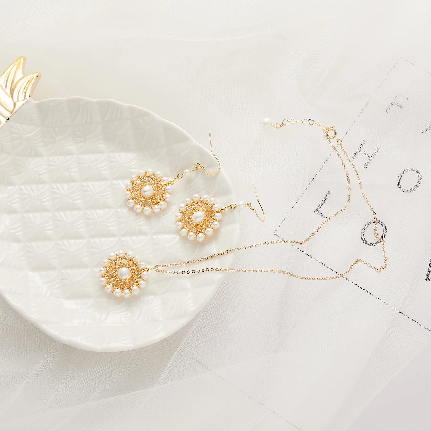 2019 Fine Handmade jewellery Sets Pearl Earring Necklace Bridal Wedding  jewellery Sets