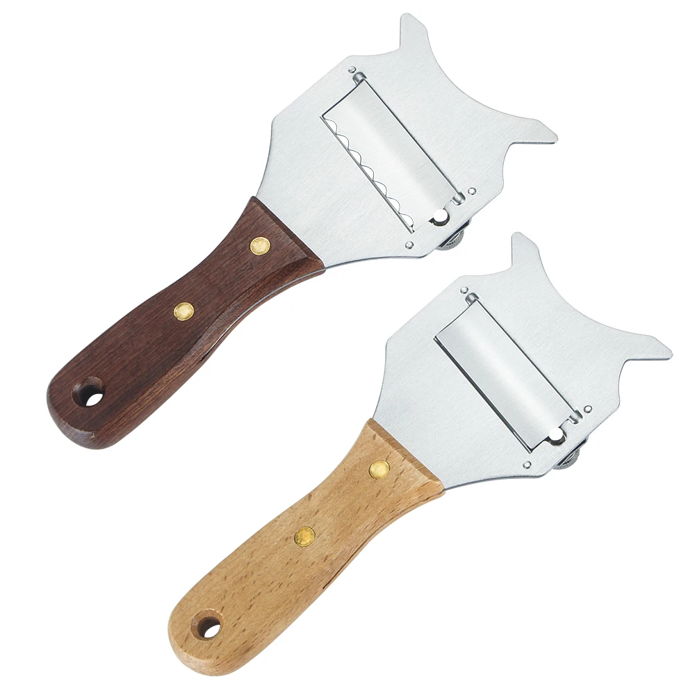 Adjustable Stainless Steel Cheese Truffle Peeler Cutter Slicer with Wood Handle