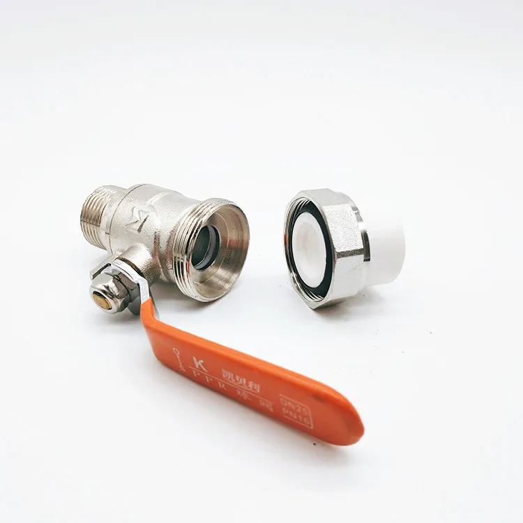 1/2 INCH manual modulating handle water flow control inline way true union forged male thread PPR brass ball valve