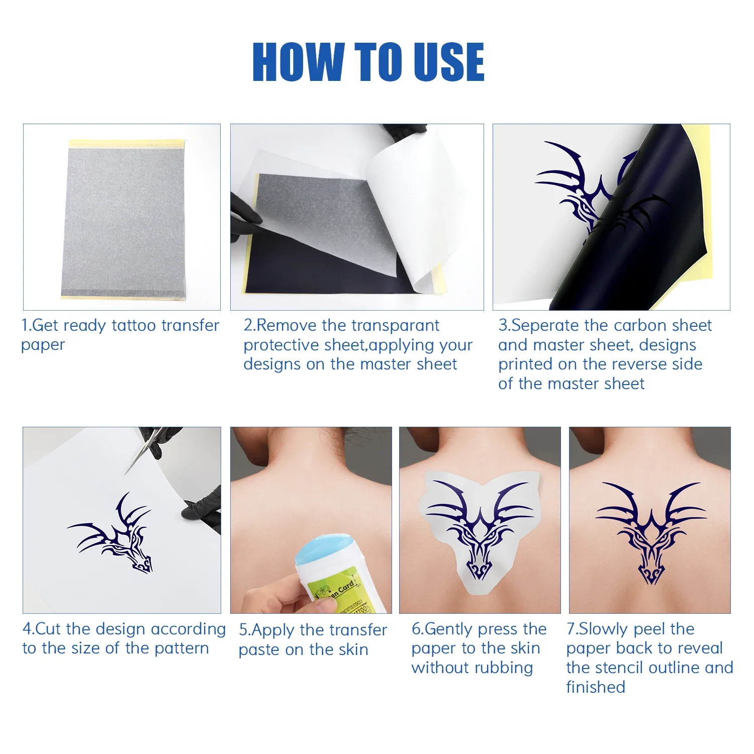 Hadiyah Factory DIY Tattoo Transfer Paper Stencil Copier Sheets Of Thermal Carbon Tattoo Paper For Tattoo Supply  100 Sheets/Box