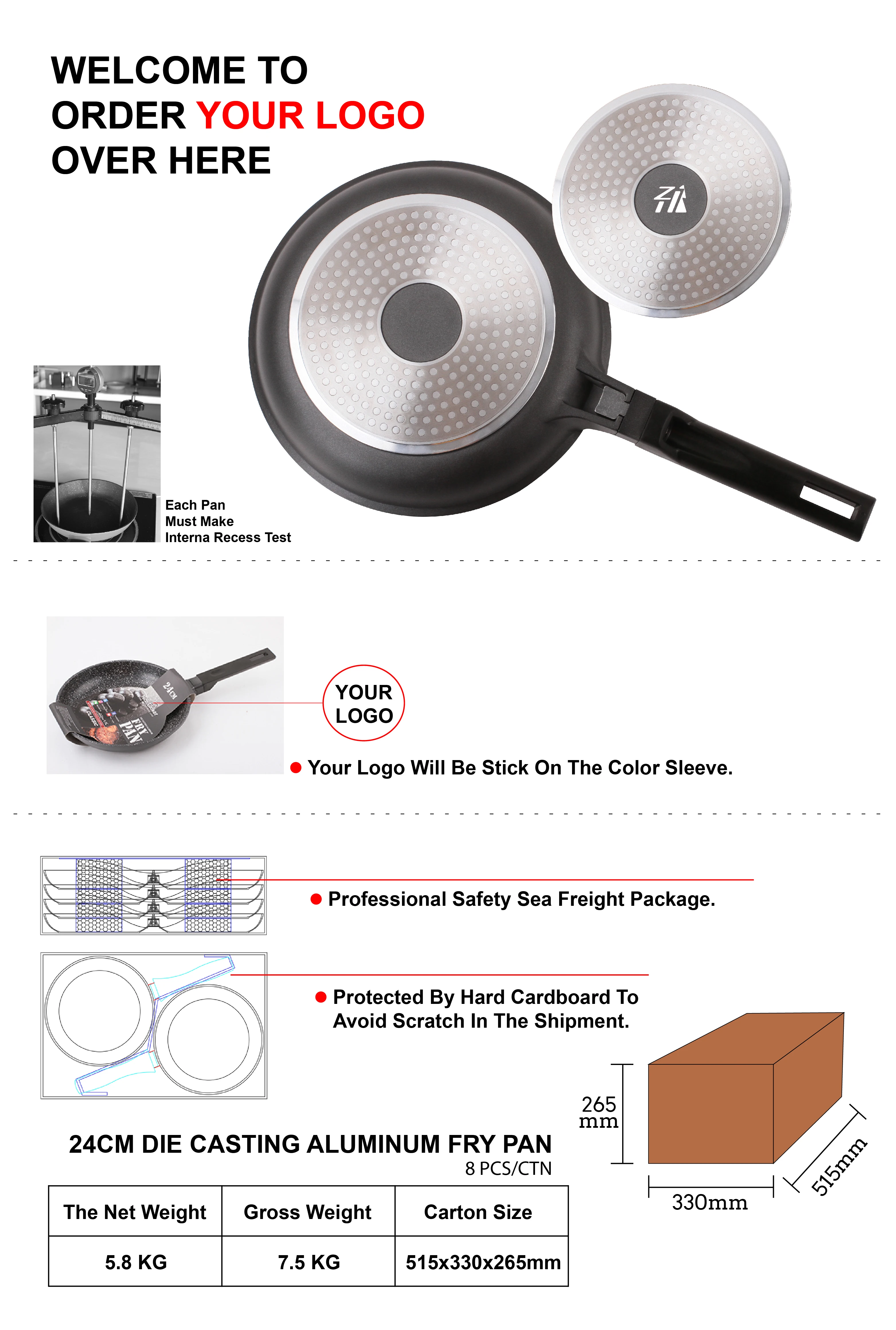 Die casting aluminum frypan non stick Induction marble coating frying pan