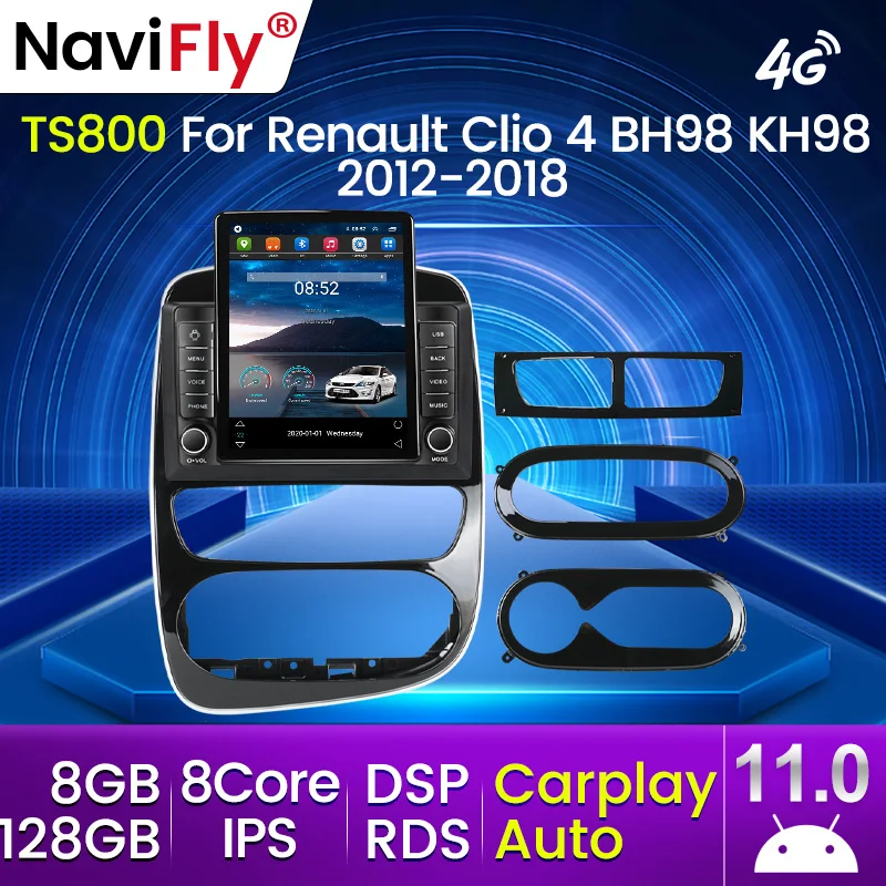 Navifly Tesla Style 8+128G car multimedia for Renault Clio 2013-2015 car radio ADAS DVR Mirror LinK car play auto audio system