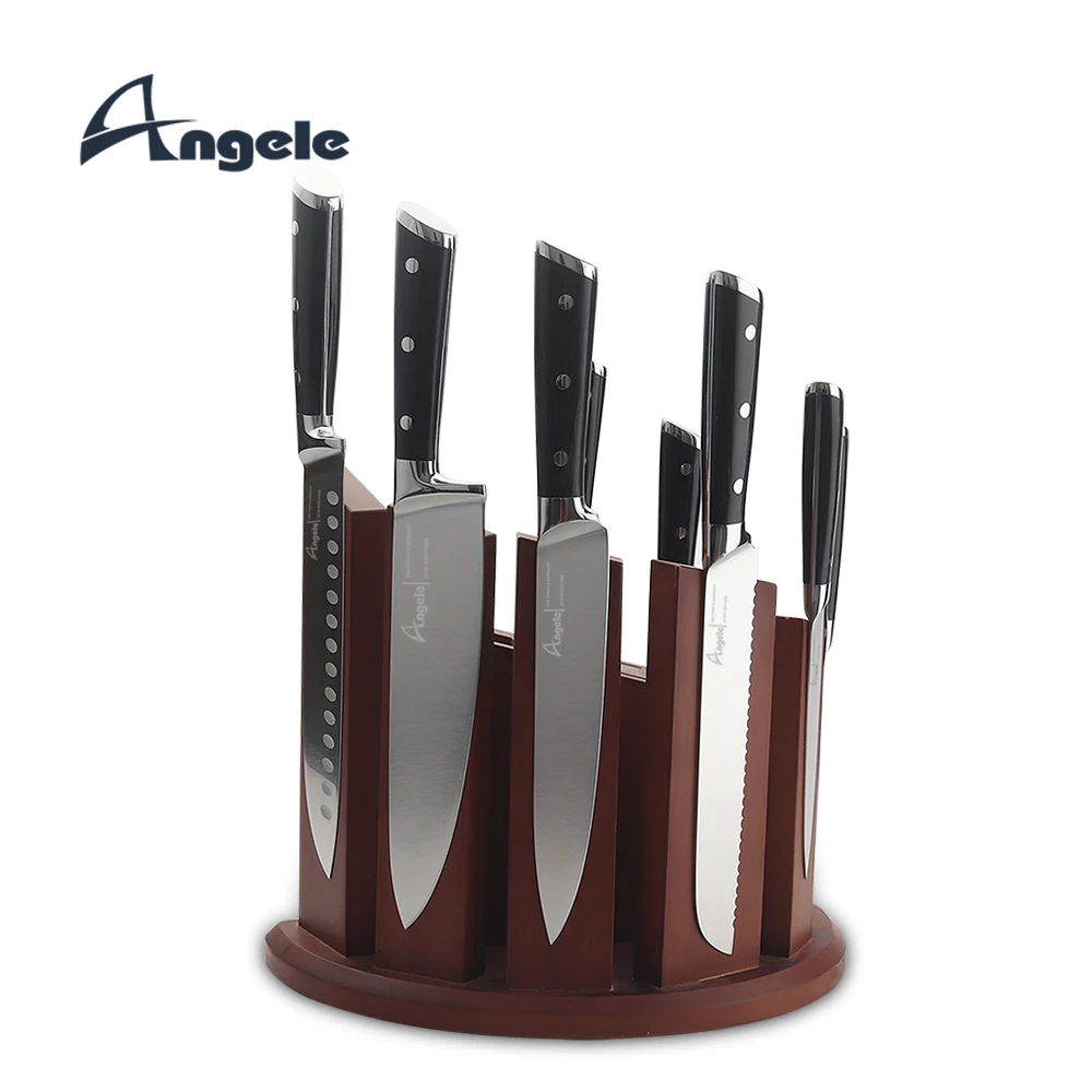 2023 hot selling wood knife holder 14pcs Bamboo Knife Block kitchenware wooden magnetic knife holder