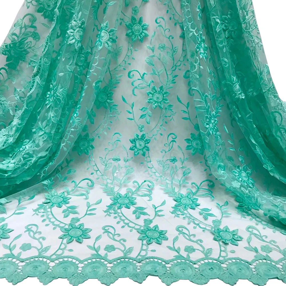 new arrival French lace high quality fiber embroidery decoration sequins lace fabrics for African fashion dress
