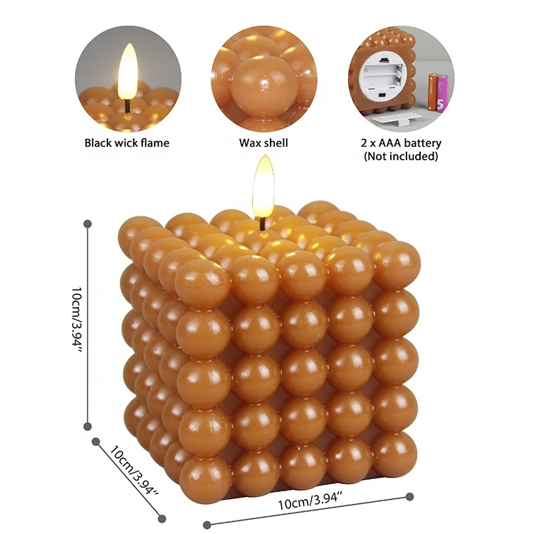 Home decorative elegant real wax flickering battery bubble flameless led candle with 3D real flame