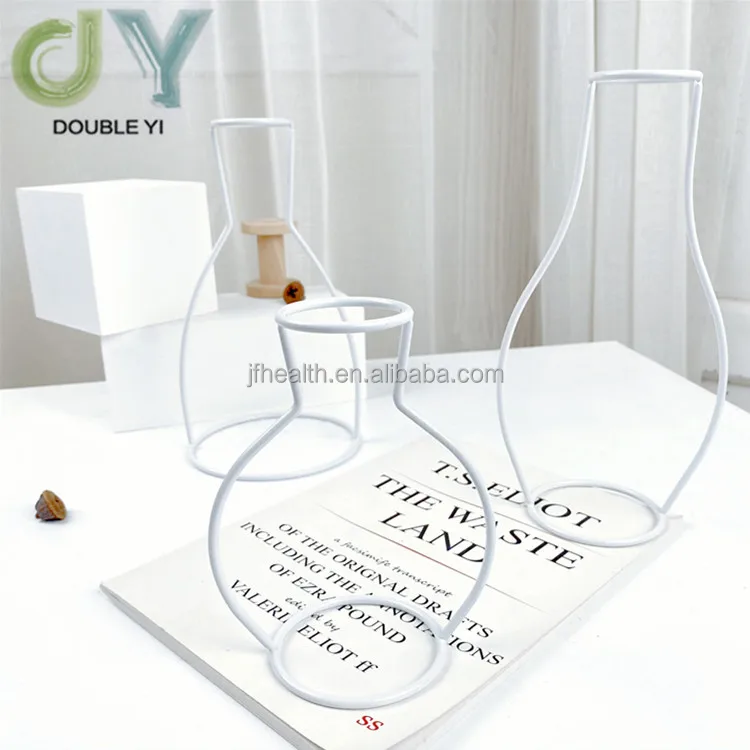 Custom White Metal Wire Vase Flower Arrangement Wrought Iron Flower Stand