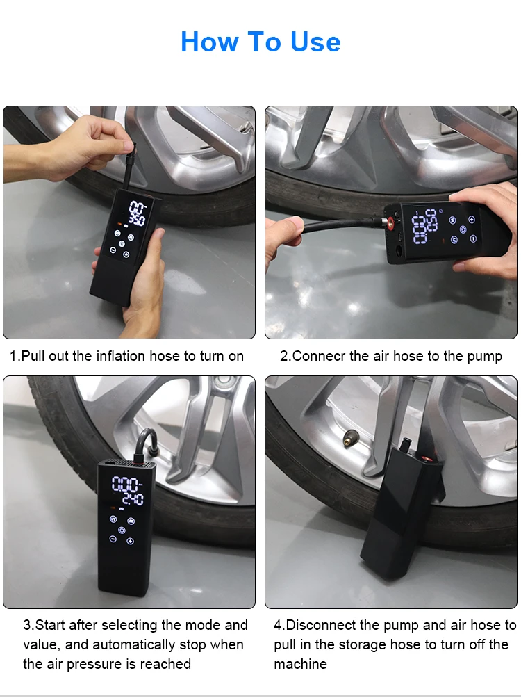 Newo  Mini Smart  Air Compressor Portable Tire Inflator Tire Pump  with Touch Screen