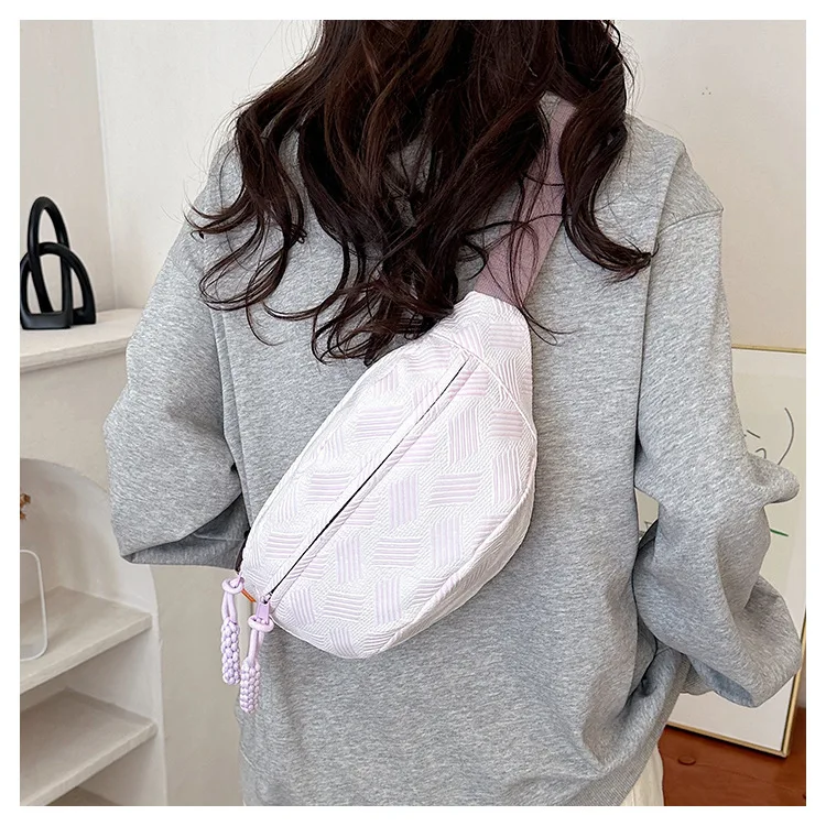 Wholesale Unisex Sling Crossbody Chest Bag with Water-Proof Nylon Waist Belt Zipper Closure for Running Travel Outdoor