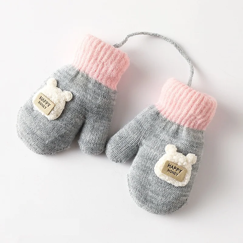 Hot Sale Custom Mittens Warming Knitted Children Gloves Winter Gloves Cotton Baby Mittens