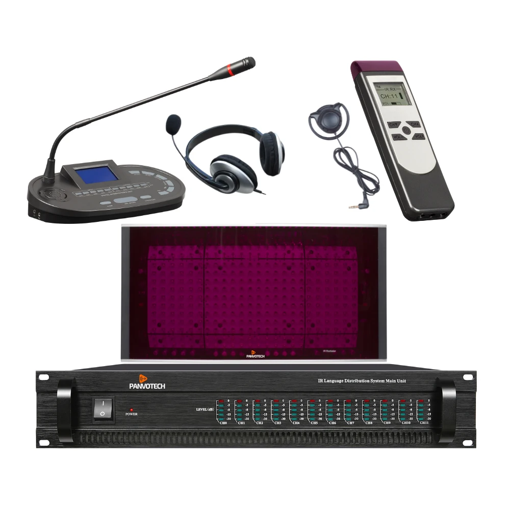 Panvotech Digital Infrared Simultaneous Translation Interpretation System Wireless Conference Interpreter Equipment