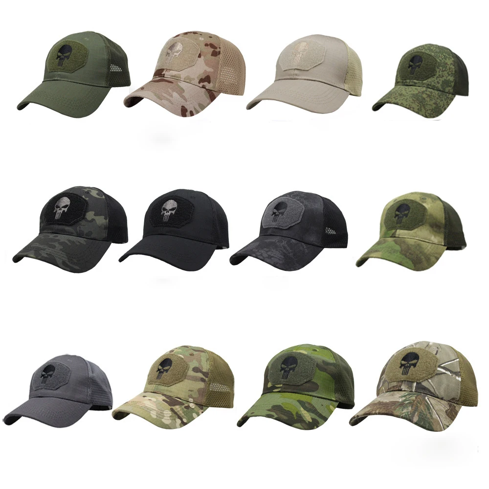 Wholesale Factory In Bulk Stock Adjustable Outdoor Cotton Jungle hat Skull Cap Camouflage Baseball cap Camo