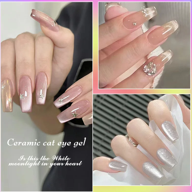 HS uv nail polish Private Label magnetic Ceramic cat eye gel kilo package 9 Colors Uv Led cat Eye Gel Nail Polish