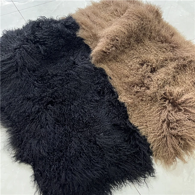 Коричневый окрашенный меховой ковер из овчины меховая тарелка