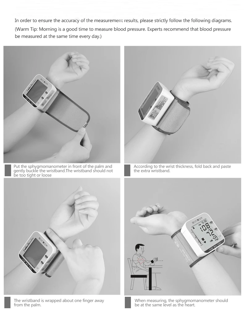 
Automatic Digital Wrist Cuff Blood Pressure Monitor Machine Gauge Measurement 