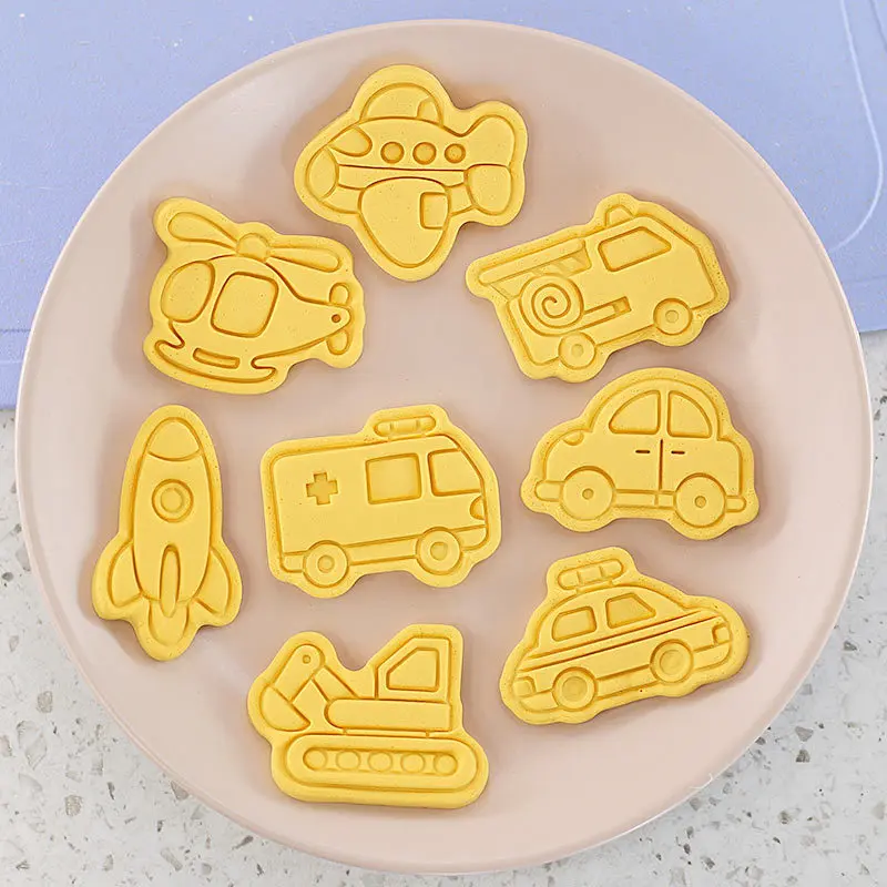 2022 Hot Selling Cartoon Car Shape Biscuit Mold 3d Pressure Cookie Mold For Children