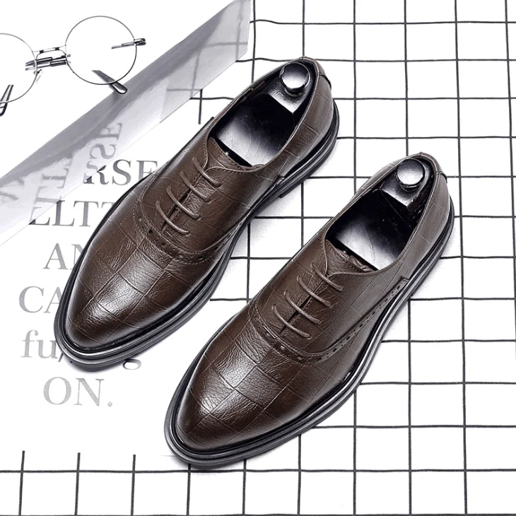 Men Formal Dress Shoes PU Leather Shoes Flats rubber Shoes