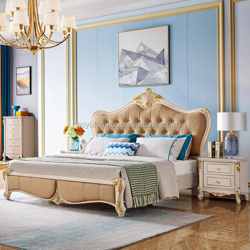 2020 american living room wedding room solid wood bed