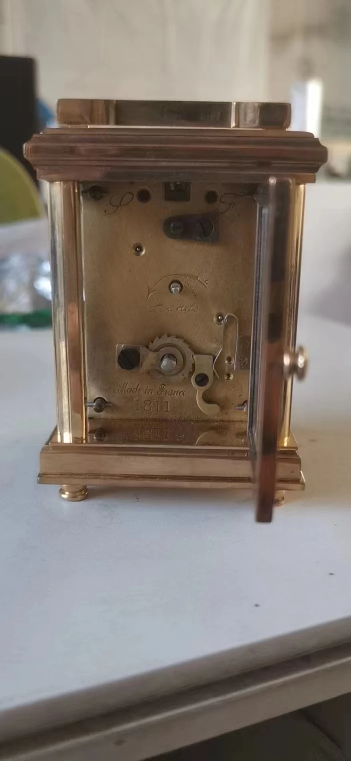 Imitated  18s French Gilt brass Cased White Porcelain Dial 8 Day Repeater Mechanical Movement Carriage Travelling  clock / watch