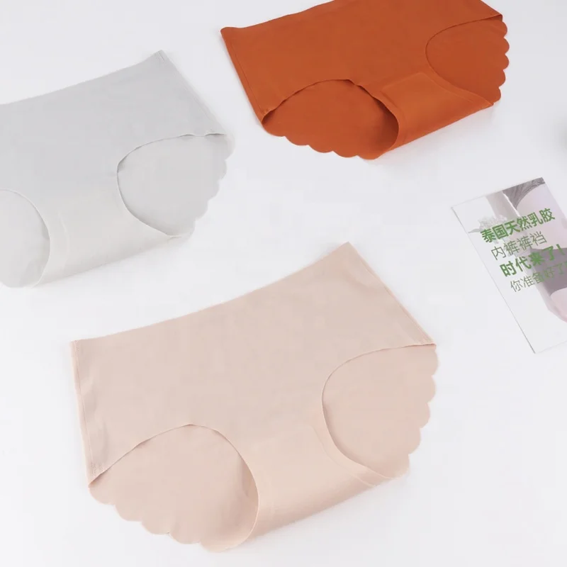 Natural Latex Seamless Ice Silk Underwear Anti-Bacterial Breathable trackless underpants Women pure color Panties