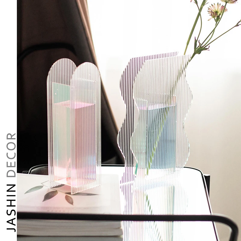 Rainbow Color Acrylic Vases Living Room Wedding Party Home Office Decoration