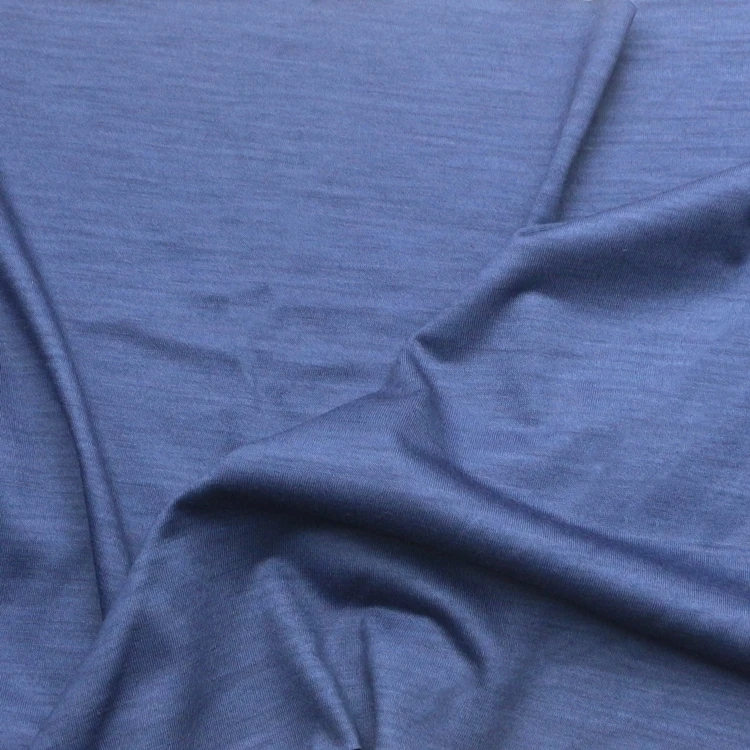 Merino Wool Single Jersey Fabric Knit Weft Wool Cloth Yarn Dyed Mercerize Merino Wool Single Jersey Fabric for T Shirt Garment
