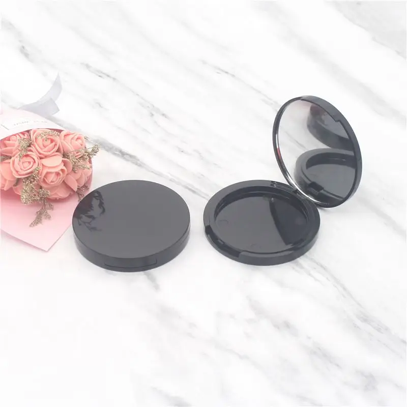 Maxfree Free samples empty compact powder container black compact powder case magnetic empty blush compact with mirror