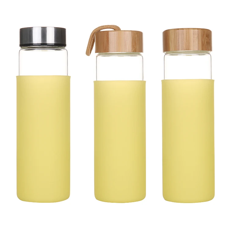 
Promotional BPA free crystal borosilicate glass water drink bottle custom logo 