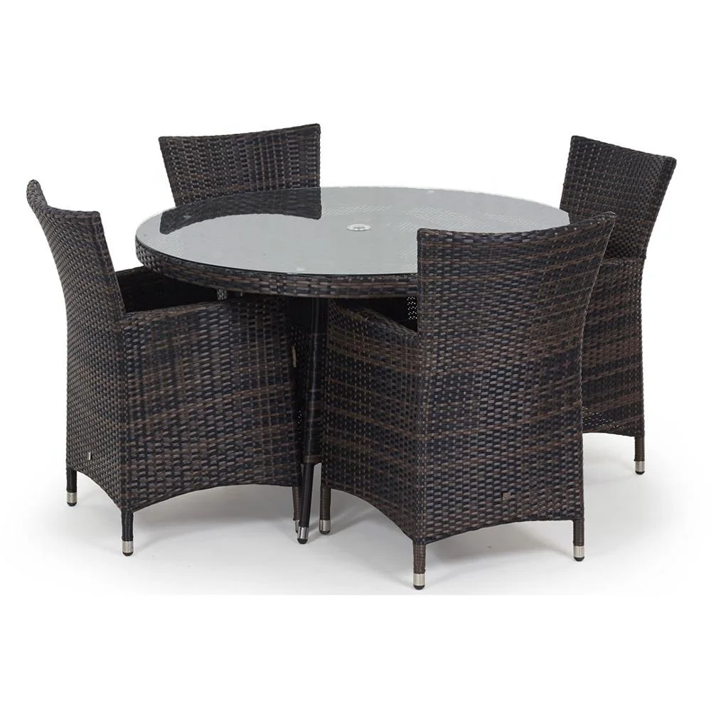 Cannes 5 Piece Rattan Dining Indoor Outdoor Table Chair Garden Set