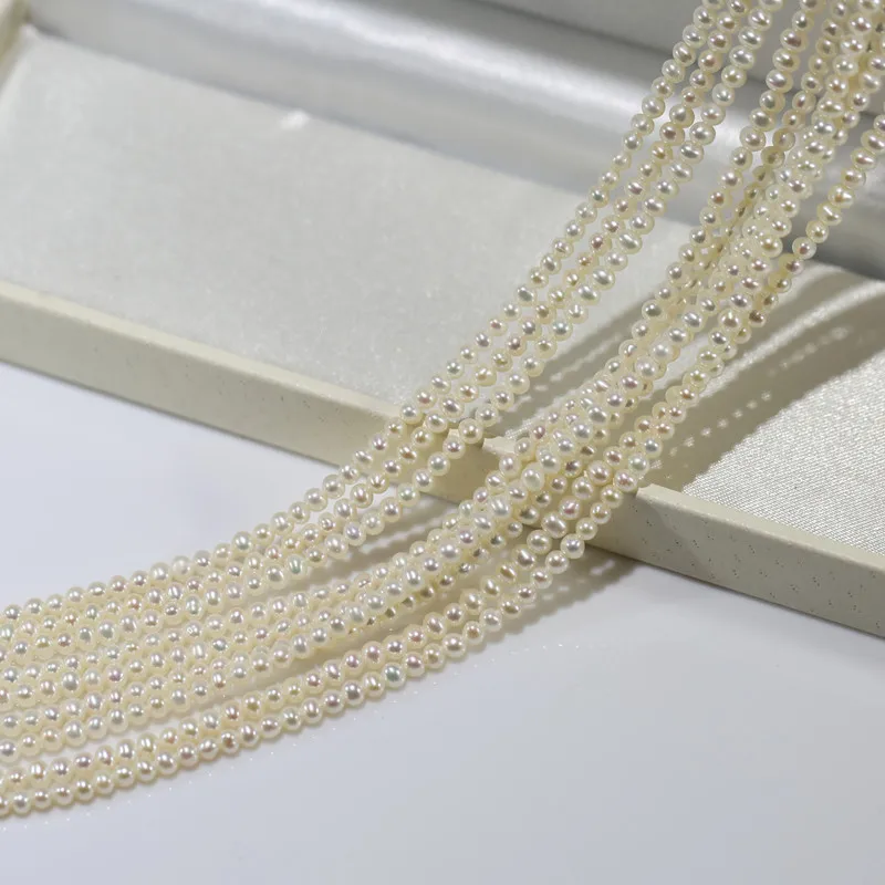 
3-3.5mm AA near round small tiny size real river sweet water freshwater natural fresh water pearl bead strand strings 