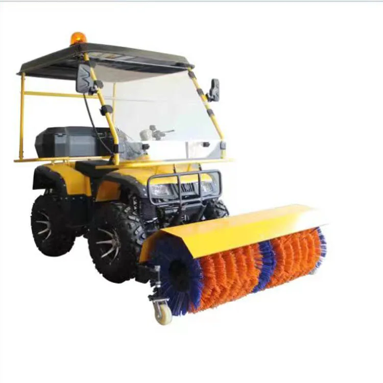 Optional Snow Shovel Snow Sweeper with Cab four-wheel beach car driving snowplow with roller brush