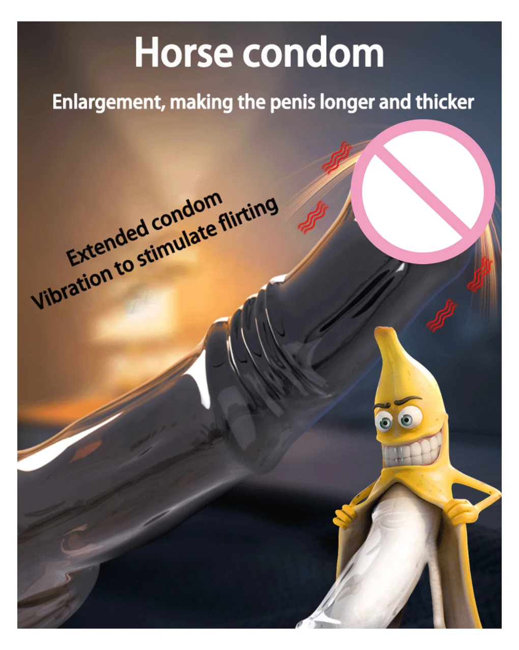 Horse Condom Tpe Material Sleeve Extender Penis Enlargement Delay Ejaculation Reusable Vibrator Massager Adult Sextoys For Men
