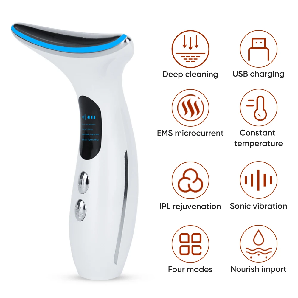 LED Therapy Face Lifting Machine Eye Facial Neck Massager Anti Aging Wrinkle Skin Face Lift Device
