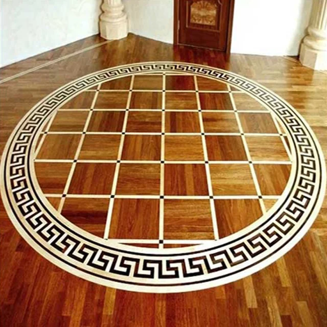 Large Size Pattern Custom Maple Walnut  Engineered Wood Inlay Parquet Flooring
