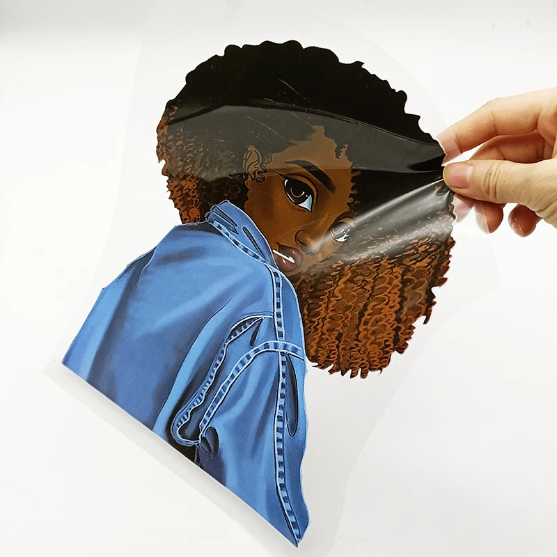 Black girl offset plastisol screen print dtf heat transfers t shirts custom printing heat transfer sticker for clothing