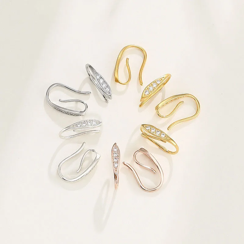 18K Gold & Sterling Silver Safety Buckle Earrings Universal Earhook Empty Bracket Small Hanging Hole DIY Free Pendant Accessory