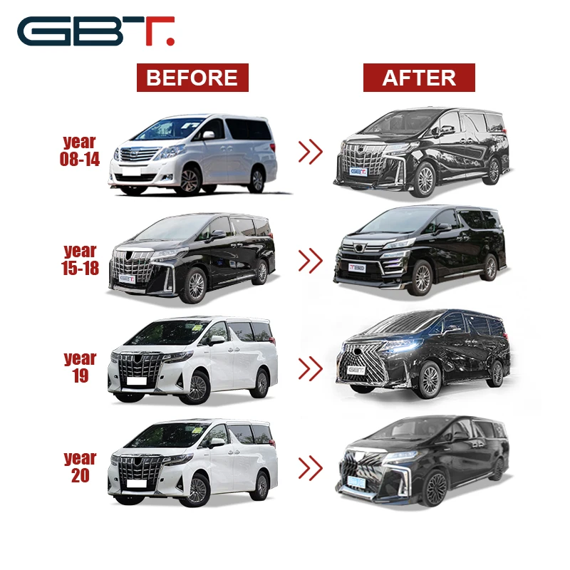 GBT high quality Drop shipping Plastic alphard accessories body kit car bumper conversion facelift parts