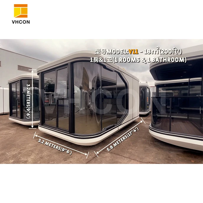 VHCON Mobile Tiny House Modern Detachable Prefabricated Home Container House Space Capsule Camping Pod