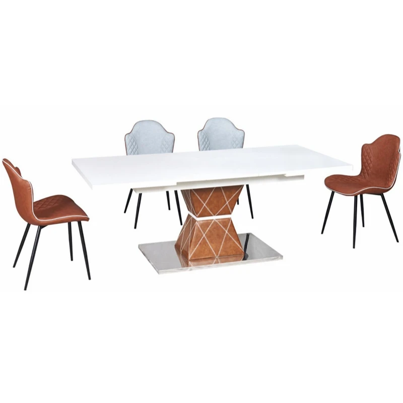 Factory sales MDF high gloss white modern dining table DT6358