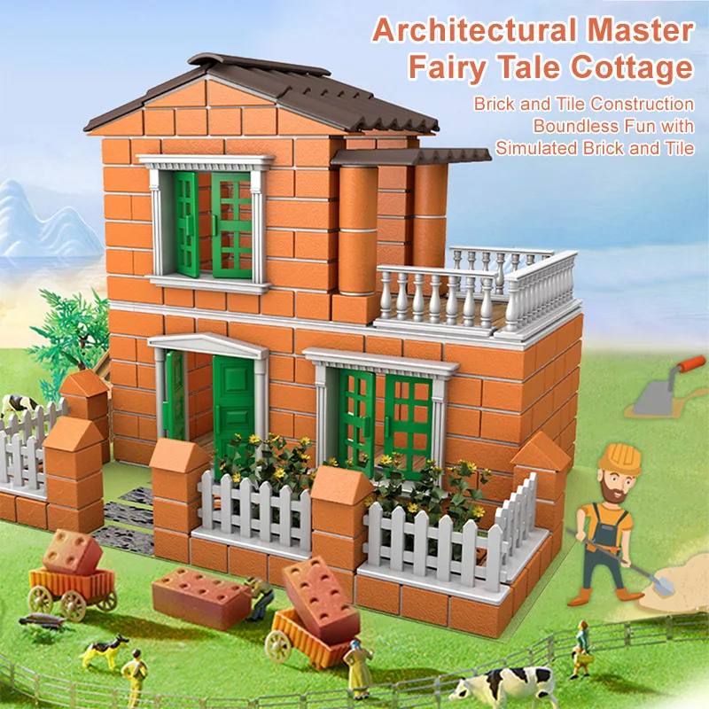 Educational Toy A Tiny Little Bricklayer DIY Cottage Building Villa Simulation Mini Brick Assembly Children House Building Toys