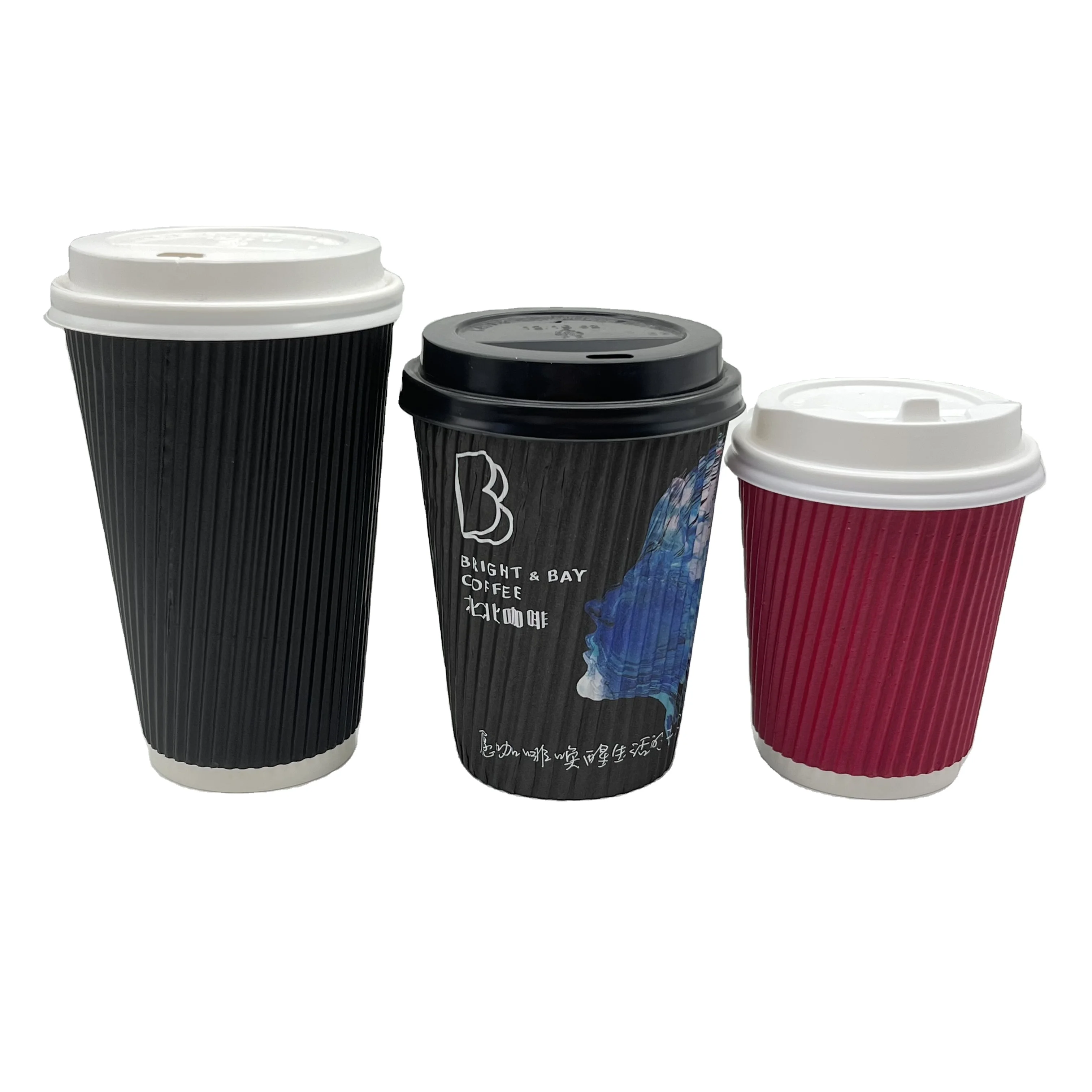 Custom Printed Paper Coffee Cups Hot Paper Cups For Coffee Juice Tee With Lids