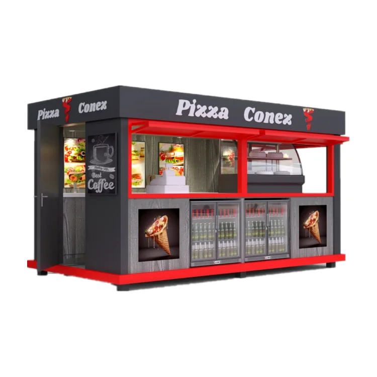 Открытый киоск для пиццы красная пищевая будка подставка сока блинов уличный кофе продажи