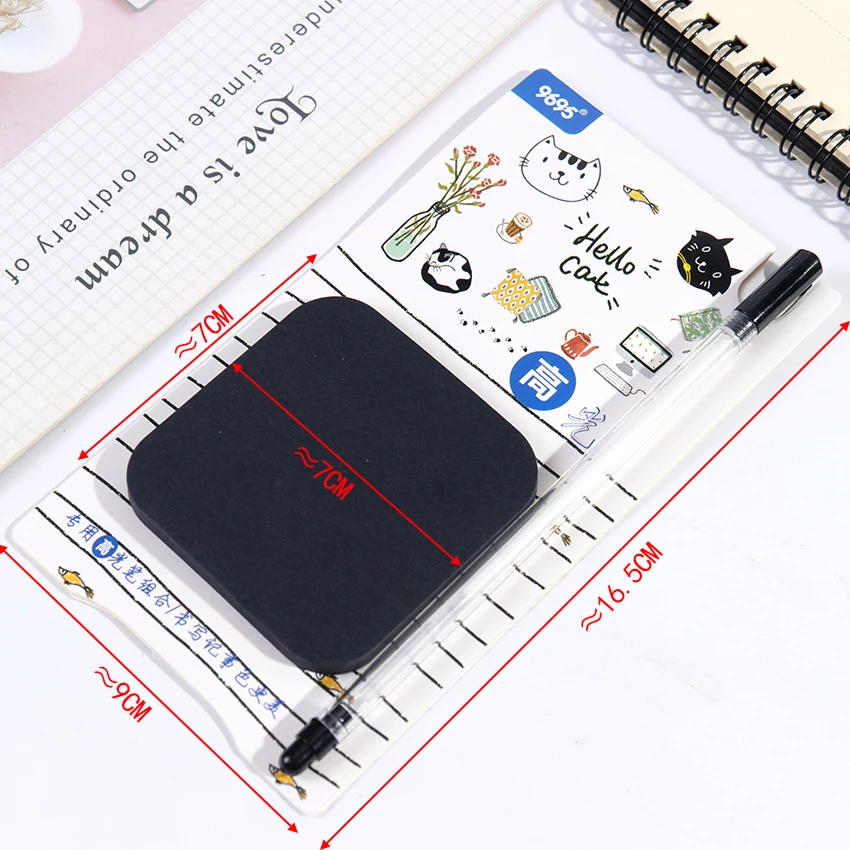 
50 Sheets Creative Black Sticky Notes With Fluorescent Pen Set 